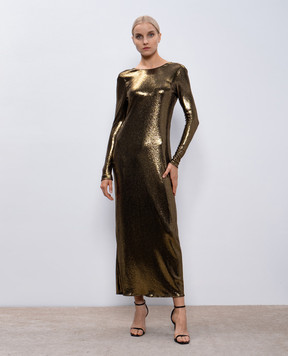 Twinset Золотиста сукня максі з відкритою спиною 242TT2360