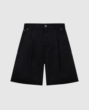 Off-White Чорні шорти з льону з вишивкою логотипа OMCB096S24FAB001120sh