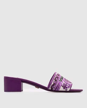 Dolce&Gabbana Фиолетовые мюли с вышивкой логотипа CR1748AV804