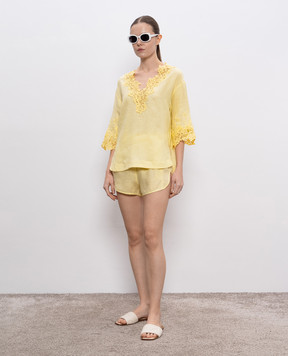 Ermanno Scervino Желтые шорты из льна D464P300NZM