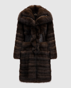 Roberto Cavalli Коричневая шуба из меха соболя с кожей крокодила COATFURz
