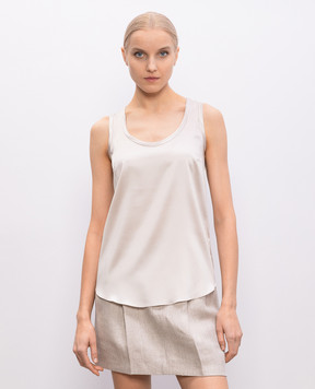 Brunello Cucinelli Бежевый топ из шелка M0C59E0600