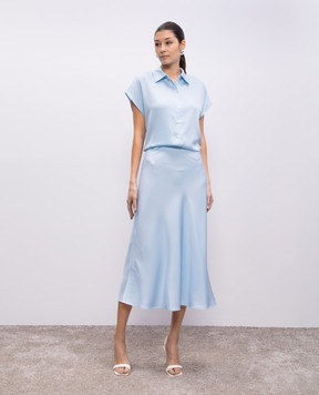 Allude Блакитна спідниця міді із шовку 25284005
