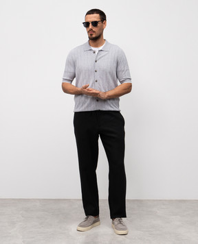 Canali Черные брюки из льна AE04999U7003