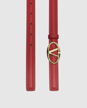 Valentino Червоний шкіряний ремінь з металевим логотипом VLogo Signature 5W2T0SJ0FZC