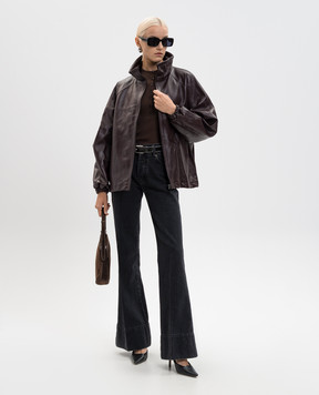 Magda Butrym Коричневий джемпер із шовку в рубчик KNITWEAR20SWEATE318725