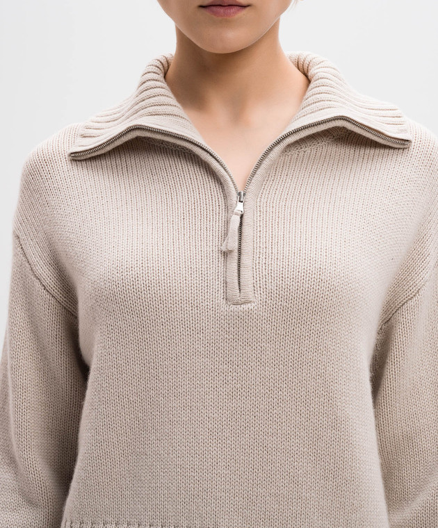 Allude Бежевый свитер из шерсти и кашемира с воротником 24517644 изображение 5