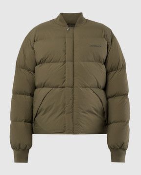 Off-White Пуховик цвета хаки с простежкой Arrow OMED035C99FAB001
