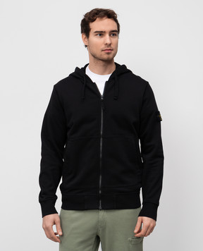 Stone Island Чорна спортивна куртка з патчем логотипа K1S156100042S0051