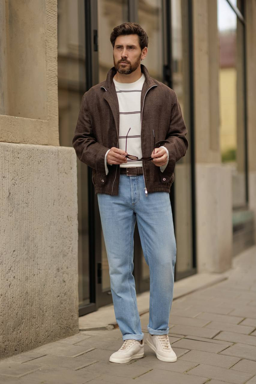 Brunello Cucinelli Коричневая куртка из льна, шерсти и шелка MW4826509 изображение 6