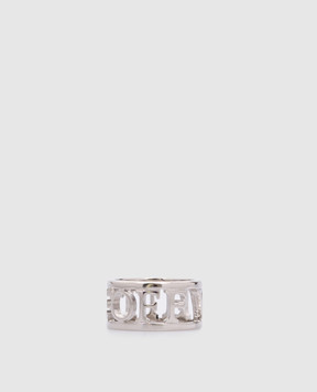 Off-White Сріблястий перстень з логотипом OMOC057S24MET001