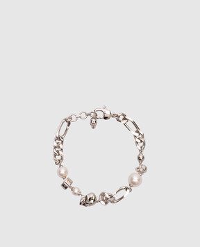 Alexander McQueen Сріблястий браслет з намистинами та черепами 836792J16PA
