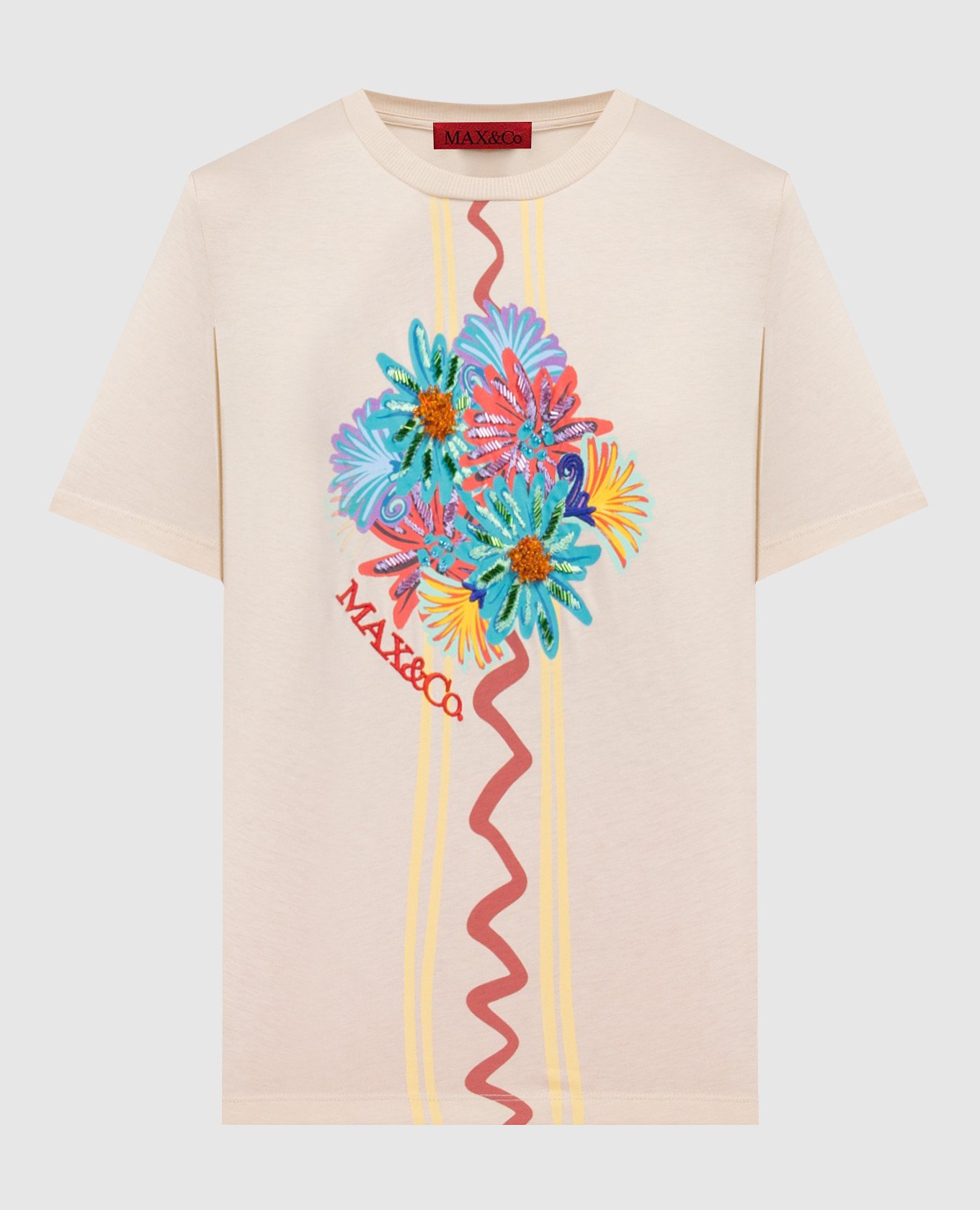Beige T-shirt CALIBRI with embroidery and print