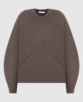 Helmut Lang Коричневый свитер из шерсти и кашемира O07HW705