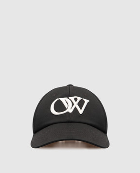 Off-White Чорна кепка з контрастною вишивкою логотипа OW OWLB045C99FAB004