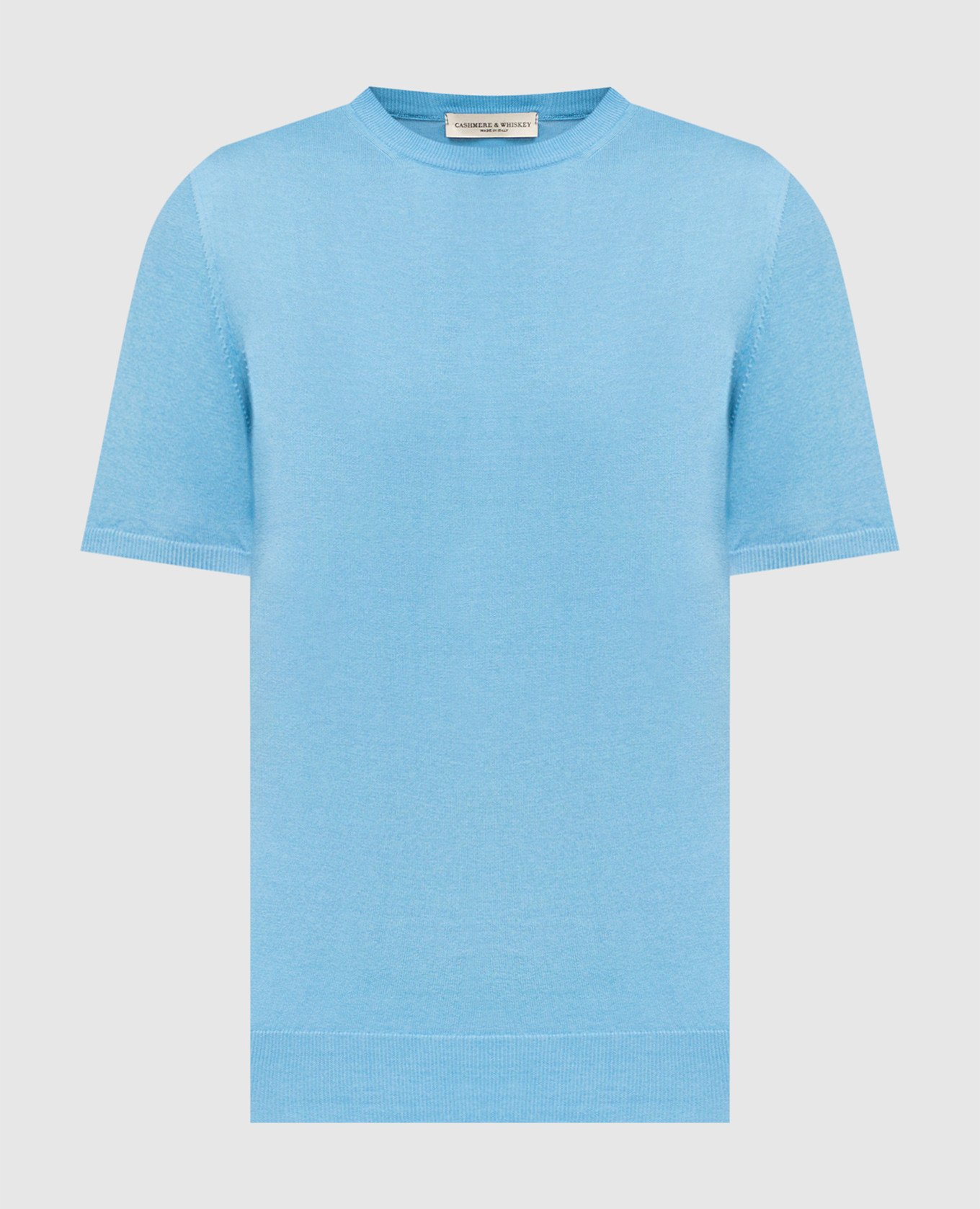 Голубая футболка с шелком и кашемиром