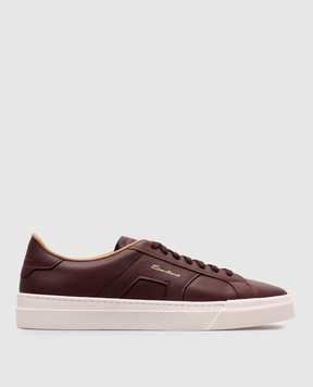 Santoni Бордові шкіряні кеди з логотипом MBGT21967PNNKSIW