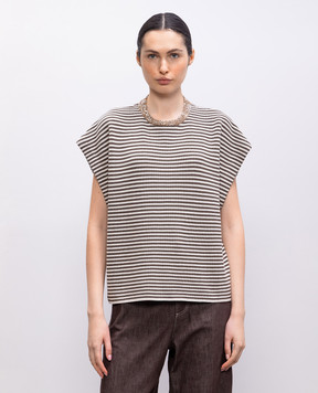 Brunello Cucinelli Бежевый топ в полоску M19253620