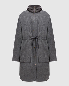 Moncler Серое пальто из кашемира и шерсти с пуховой курткой J20931C000325980N