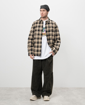 Vetements Бежева куртка в стилі сорочки в клітинку з логотипом UA66SH460Sm