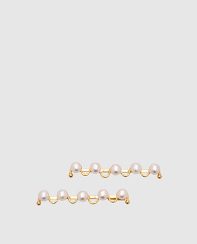 LELET NY Набор золотистых шпилек для волос Squiggle Bobbi с бусинами LELSS252055G