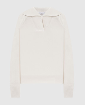 Brunello Cucinelli Бежевий светр з вовни, кашеміру та шовку M16725102