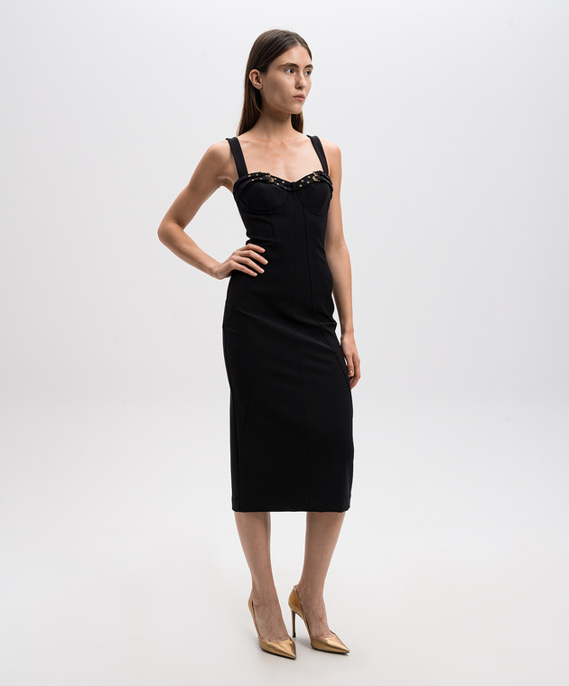 Versace Jeans Couture Черное платье-бюстье в стиле барокко 77HAO935N0394 изображение 3