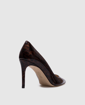 Stuart Weitzman Коричневые кожаные лакированные туфли STUART POWER в анималистичный принт SJ953