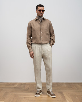 Loro Piana Коричневая рубашка из льна FAF2545