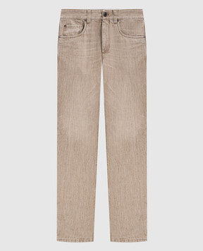 Brunello Cucinelli Бежевые джинсы с цепочкой мониль MA095P4035