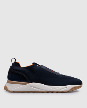 Santoni Сині кросівки зі шкіряними вставками MBIO21601BICNHOD