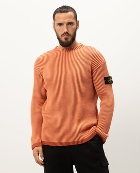 Stone Island Помаранчевий светр з вовни з логотипом 8115532C1
