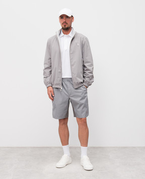 Brunello Cucinelli Серая двусторонняя куртка с шелком с логотипом логотип MD8217440F