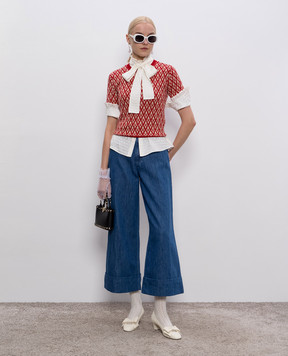 Valentino Красный топ с шерстью в узор 7B3KC62X92M