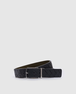 Bottega Veneta Двосторонній шкіряний ремінь з плетінням 652944VCPQ1