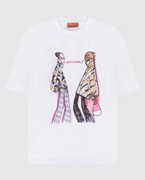 Missoni Белая футболка с вышивкой логотипа и принтом DS25WL03BJ00PB