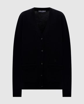 Dolce&Gabbana Чорний кардиган з вовни з вишивкою монограми логотипа FXV64ZJCVXN