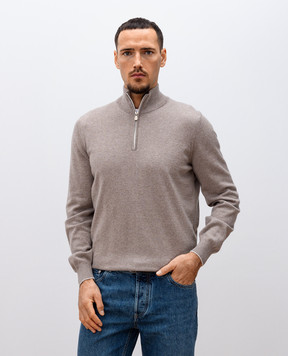 Brunello Cucinelli Бежевый джемпер из кашемира с молнией M2200124
