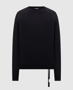 Ann Demeulemeester Черный свитшот с брендовыми лентами B0012487FA185