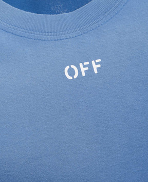 Off-White Детская синяя футболка с эффектом потертости OBAA002S25JER006