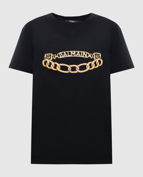 Balmain Чорна футболка з принтом логотипа FF1EF004GE97