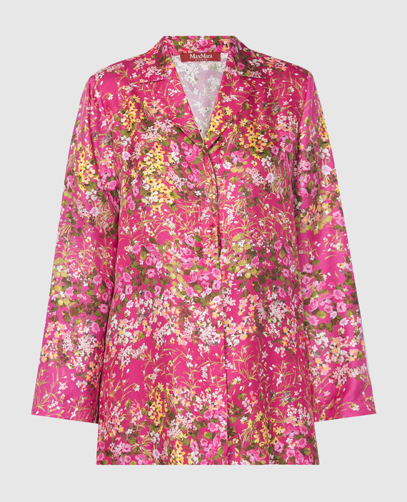Campale pink floral print silk blouse