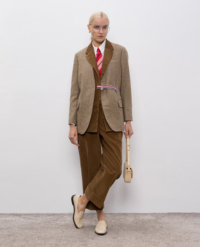 Thom Browne Коричневий жакет з вовни у візерунок FBC938CF0961