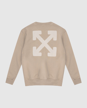 Off-White Детский свитшот цвета хаки с принтом логотипа OBBA001S25FLE003