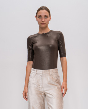 Brunello Cucinelli Коричневий топ з ланцюжком моніль MG922EF210
