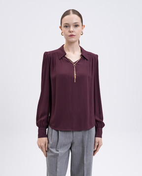 Twinset Бордова блуза з ланцюжком 252TP2291