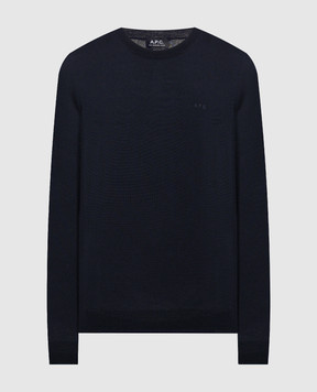 A.P.C Синій джемпер із вовни з вишивкою логотипа WVAWMH23285