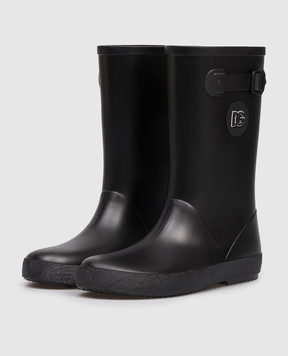 Dolce&Gabbana Дитячі чорні гумові чоботи з логотипом DD0323AA6152234