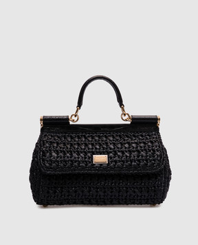 Dolce&Gabbana Черная плетеная сумка Sicily из рафии. BB7652B4666