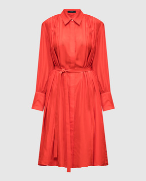 JOSEPH Червона сукня-сорочка із шовку з драпіруванням JF008191
